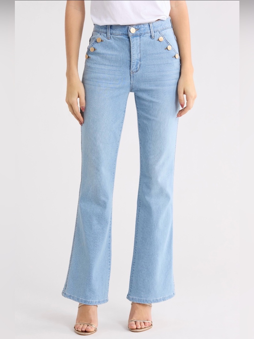 Democracy AbSolution Skyrise Long Flare Jeans Powder Blue Size 6